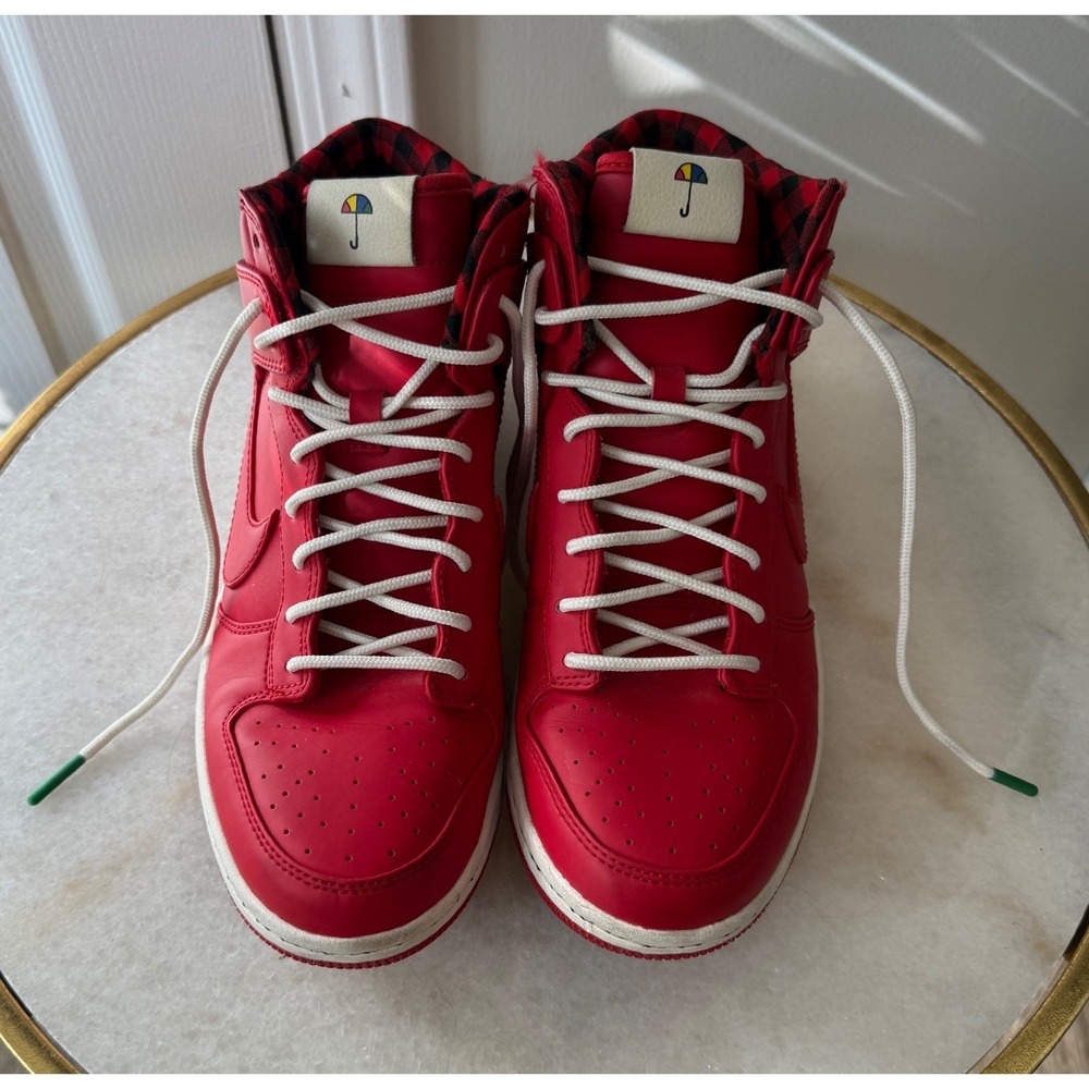 Nike Dunk High Ultra Rain Jacket Red Plaid Flannel Lined Sneakers Men's Sz 7 - Picture 6 of 10